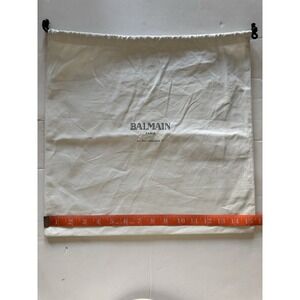 Balmain Paris 15x15.5 White Black Cinch Top Luxury Travel Storage Dust Bag 1